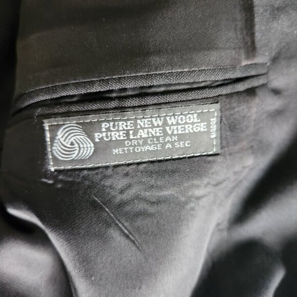 Tip Top Taylors Suit Coat Men's Size 42 Black Double Breasted Pure New Wool - Picture 8 of 10